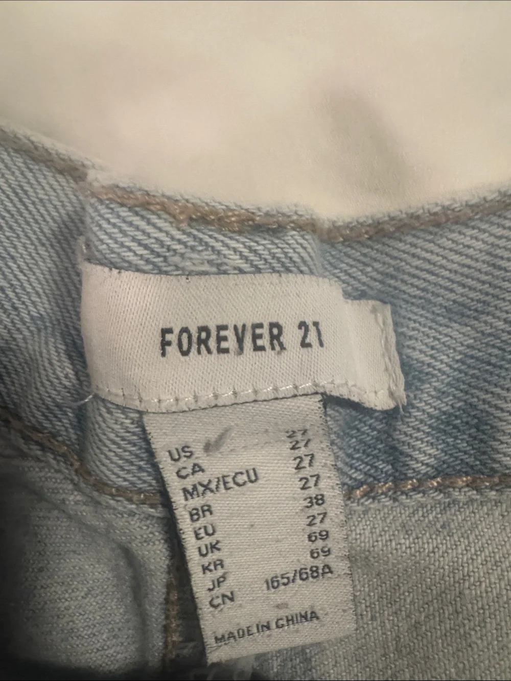 Forever 21 Light Wash Distressed High-Rise Denim Shorts